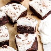 Brownies with cream cheese frosting.