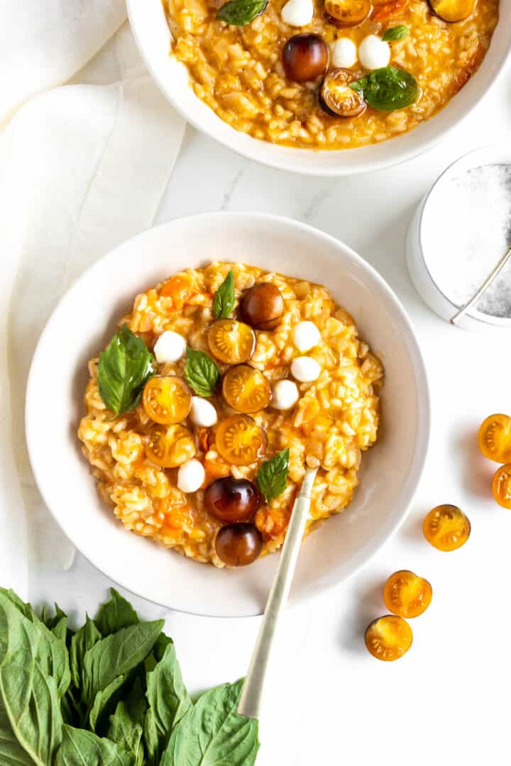 Caprese Risotto - doublethespoonfuls.com